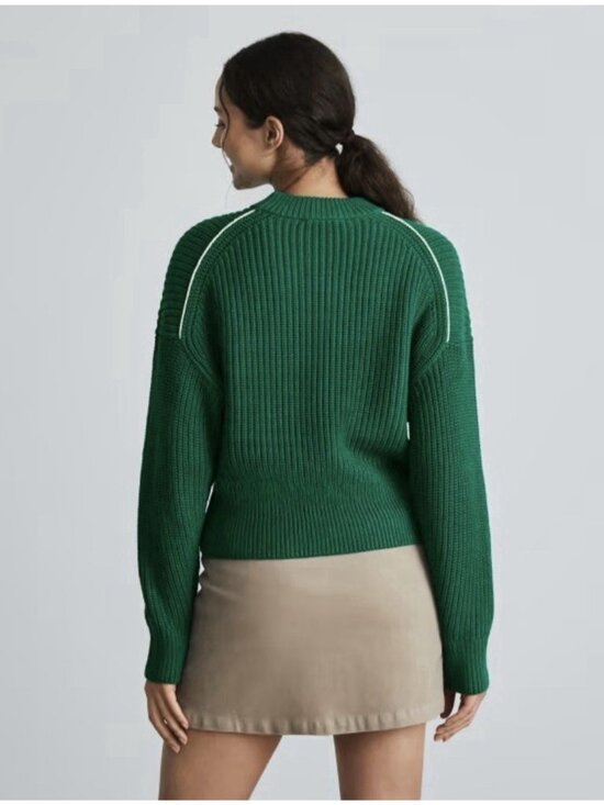 Everlane Womens Organic Cotton Chunky Knit Sweater Green Small Cropped Minimalis - Picture 2 of 12